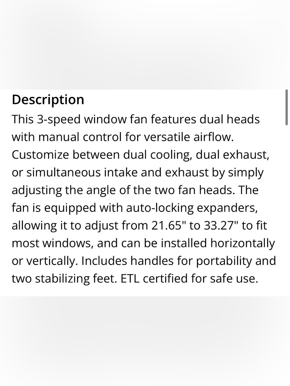 Dual Window Fan - WHITE - Picture 6 of 9